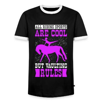 Vaulting Vaulter Cadeau de sport équestre - T-shirt contrasté Homme - noir/blanc - Devant - AI Model Female 172 light (172cm) & AI Model Male 178 light (178cm)