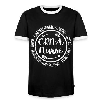 Infirmière anesthésiste autorisée certifiée CRNA - T-shirt contrasté Homme - noir/blanc - Devant - AI Model Female 172 light (172cm) & AI Model Male 178 light (178cm)