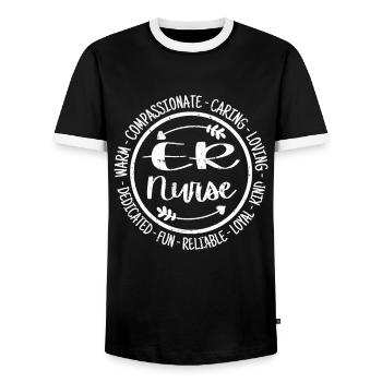 ER Nurse Emergency Nursing Squad Appreciation - Men's Ringer Shirt - black/white - Front - AI Model Female 172 light (172cm) & AI Model Male 178 light (178cm)