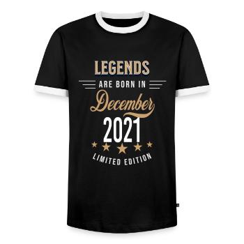 Legenden werden im Dezember 2021 geboren - Männer Kontrast-T-Shirt - Schwarz/Weiß - Vorne - AI Model Female 172 light (172cm) & AI Model Male 178 light (178cm)