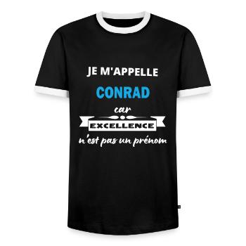 Je m'appelle excellence Conrad - T-shirt contrasté Homme - noir/blanc - Devant - AI Model Female 172 light (172cm) & AI Model Male 178 light (178cm)