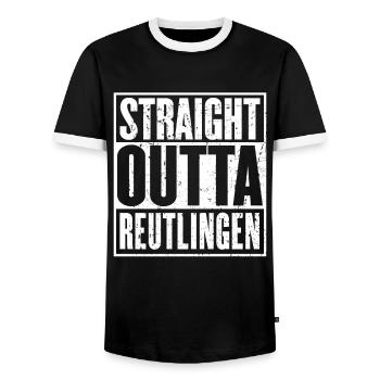 Tout droit sorti de Reutlingen Vintage - T-shirt contrasté Homme - noir/blanc - Devant - AI Model Female 172 light (172cm) & AI Model Male 178 light (178cm)