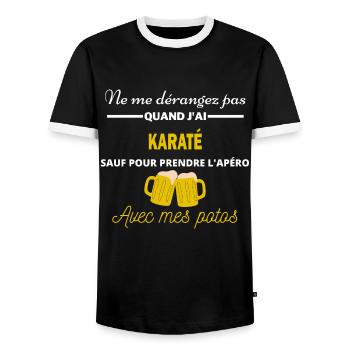 Ne me dérangez pas QUAND J'ai l'apéro karaté - T-shirt contrasté Homme - noir/blanc - Devant - AI Model Female 172 light (172cm) & AI Model Male 178 light (178cm)