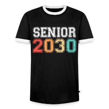 Senior 2030 Graduation Retro Vintage - Men's Ringer Shirt - black/white - Front - AI Model Female 172 light (172cm) & AI Model Male 178 light (178cm)