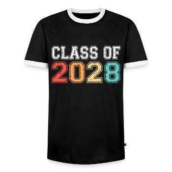 Klasse von 2028 Abschluss Retro Vintage - Männer Kontrast-T-Shirt - Schwarz/Weiß - Vorne - AI Model Female 172 light (172cm) & AI Model Male 178 light (178cm)