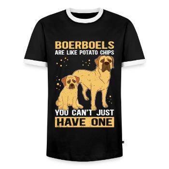 Boerboel Dog Lover Dog Owner Gift - Men's Ringer Shirt - black/white - Front - AI Model Female 172 light (172cm) & AI Model Male 178 light (178cm)