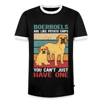 Boerboel Dog Owner Dog Lover Gift - Men's Ringer Shirt - black/white - Front - AI Model Female 172 light (172cm) & AI Model Male 178 light (178cm)