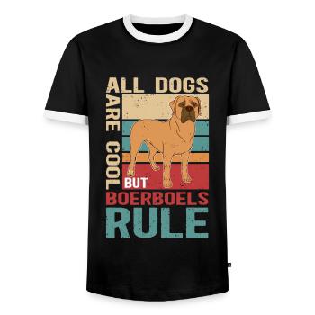 Boerboel Dog Owner Dog Lover Gift - Men's Ringer Shirt - black/white - Front - AI Model Female 172 light (172cm) & AI Model Male 178 light (178cm)