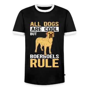 Boerboel Dog Lover Dog Owner Gift - Men's Ringer Shirt - black/white - Front - AI Model Female 172 light (172cm) & AI Model Male 178 light (178cm)