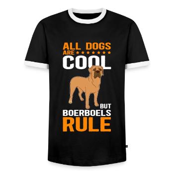 Boerboel dog lovers | Dog Owner Gift - Men's Ringer Shirt - black/white - Front - AI Model Female 172 light (172cm) & AI Model Male 178 light (178cm)