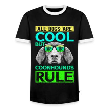 Coonhound dog owner | Dog Lovers Gift - Men's Ringer Shirt - black/white - Front - AI Model Female 172 light (172cm) & AI Model Male 178 light (178cm)