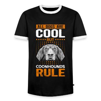 Coonhound Dog Lover Dog Owner Gift - Men's Ringer Shirt - black/white - Front - AI Model Female 172 light (172cm) & AI Model Male 178 light (178cm)