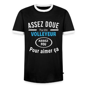 Assez doue pour etre VOLLEYEUR - T-shirt contrasté Homme - noir/blanc - Devant - AI Model Female 172 light (172cm) & AI Model Male 178 light (178cm)