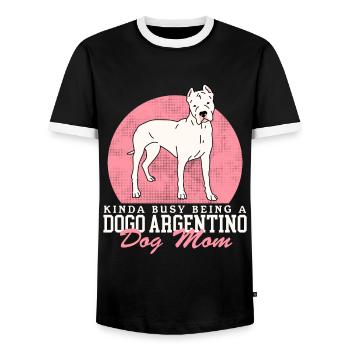 Dogo Argentino Maman Chien Propriétaire Cadeau - T-shirt contrasté Homme - noir/blanc - Devant - AI Model Female 172 light (172cm) & AI Model Male 178 light (178cm)