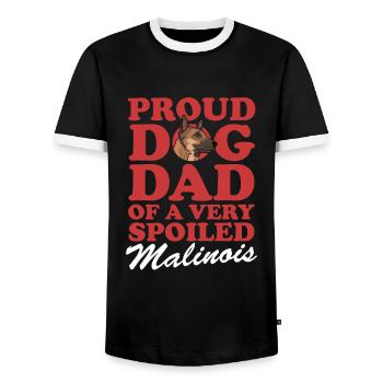 Malinois Dad Belgian Shepherd Gift - Men's Ringer Shirt - black/white - Front - AI Model Female 172 light (172cm) & AI Model Male 178 light (178cm)