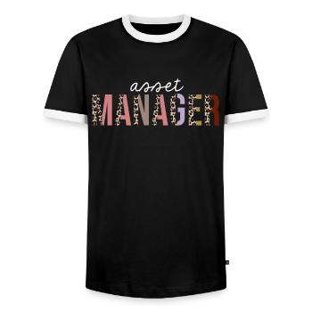 Gestionnaire d’actifs Leopard Print Funny Gift - T-shirt contrasté Homme - noir/blanc - Devant - AI Model Female 172 light (172cm) & AI Model Male 178 light (178cm)