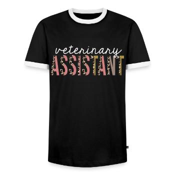Assistant vétérinaire Leopard Print Drôle cadeau - T-shirt contrasté Homme - noir/blanc - Devant - AI Model Female 172 light (172cm) & AI Model Male 178 light (178cm)