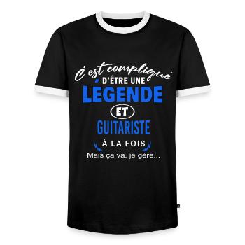 humour Légende et GUITARISTE cadeau - T-shirt contrasté Homme - noir/blanc - Devant - AI Model Female 172 light (172cm) & AI Model Male 178 light (178cm)