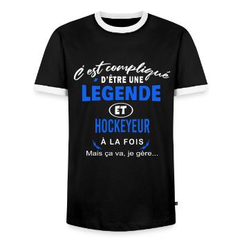 humour Légende et HOCKEYEUR cadeau - T-shirt contrasté Homme - noir/blanc - Devant - AI Model Female 172 light (172cm) & AI Model Male 178 light (178cm)