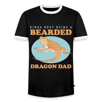 Bearded Dragon Dad Bearded Dragon Reptiles Gift - Men's Ringer Shirt - black/white - Front - AI Model Female 172 light (172cm) & AI Model Male 178 light (178cm)
