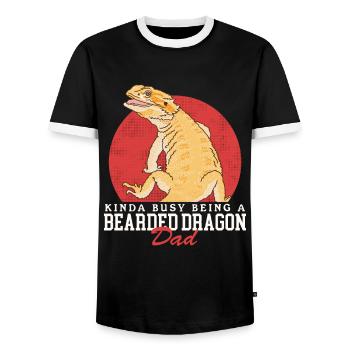 Bearded Dragon Dad Reptiles Bearded Dragons Gift - Men's Ringer Shirt - black/white - Front - AI Model Female 172 light (172cm) & AI Model Male 178 light (178cm)