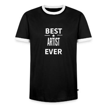 Best Ever ARTIST - Men's Ringer Shirt - black/white - Front - AI Model Female 172 light (172cm) & AI Model Male 178 light (178cm)
