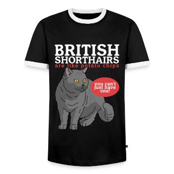 British Shorthair | British Shorthair Gift - Men's Ringer Shirt - black/white - Front - AI Model Female 172 light (172cm) & AI Model Male 178 light (178cm)
