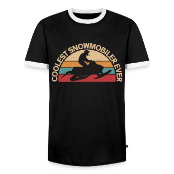 Snowmobile Snowmobile Gift - Men's Ringer Shirt - black/white - Front - AI Model Female 172 light (172cm) & AI Model Male 178 light (178cm)