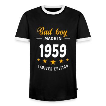 Bad Boy aus dem Jahr 1959 - Männer Kontrast-T-Shirt - Schwarz/Weiß - Vorne - AI Model Female 172 light (172cm) & AI Model Male 178 light (178cm)