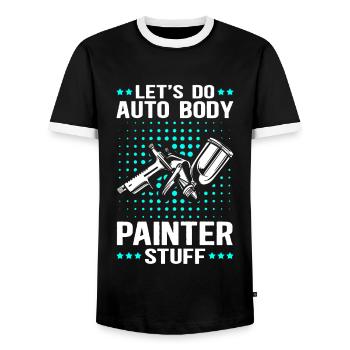 Vehicle Painter Painter Airbrush Gift - Men's Ringer Shirt - black/white - Front - AI Model Female 172 light (172cm) & AI Model Male 178 light (178cm)