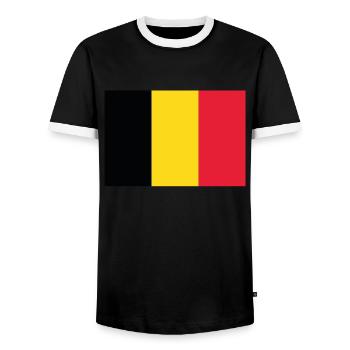 Official Belgium Flag Belgian Country Pride - Men's Ringer Shirt - black/white - Front - AI Model Female 172 light (172cm) & AI Model Male 178 light (178cm)