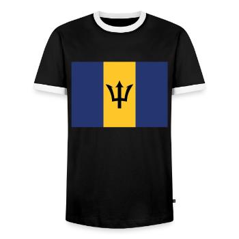 Drapeau officiel de la Barbade Barbadian Country Pride - T-shirt contrasté Homme - noir/blanc - Devant - AI Model Female 172 light (172cm) & AI Model Male 178 light (178cm)