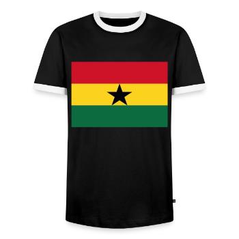 Offizielle ghanaische Flagge Ghanaian Country Pride - Männer Kontrast-T-Shirt - Schwarz/Weiß - Vorne - AI Model Female 172 light (172cm) & AI Model Male 178 light (178cm)