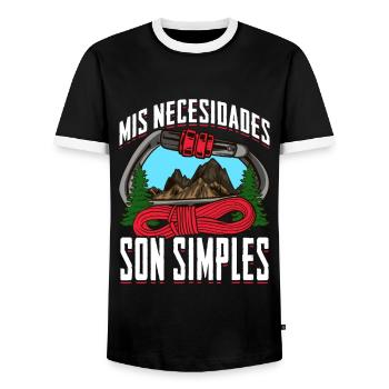 Alpiniste mes besoins sont simples - T-shirt contrasté Homme - noir/blanc - Devant - AI Model Female 172 light (172cm) & AI Model Male 178 light (178cm)