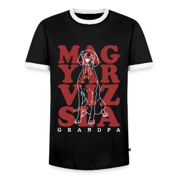 Magyar Vizsla Grandpa | Dog Owner Gift - Men's Ringer Shirt - black/white - Front - AI Model Female 172 light (172cm) & AI Model Male 178 light (178cm)