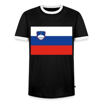 Drapeau officiel de la Slovénie Pays slovène - T-shirt contrasté Homme - noir/blanc - Devant - AI Model Female 172 light (172cm) & AI Model Male 178 light (178cm)