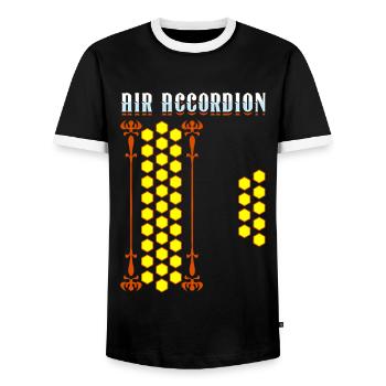 Air Akkordeon spielt Akkordeonmusik Rancheras - Männer Kontrast-T-Shirt - Schwarz/Weiß - Vorne - AI Model Female 172 light (172cm) & AI Model Male 178 light (178cm)