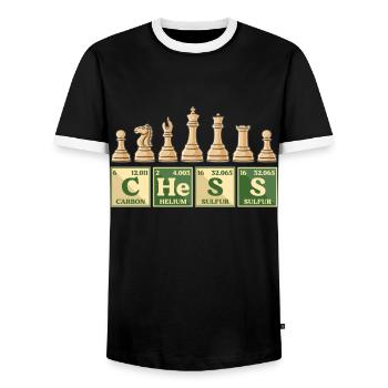 Chess Lovers Periodic Table Symbols - Men's Ringer Shirt - black/white - Front - AI Model Female 172 light (172cm) & AI Model Male 178 light (178cm)