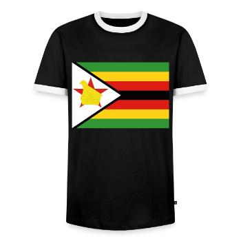 Drapeau officiel du Zimbabwe Zimbabwe Country Pride - T-shirt contrasté Homme - noir/blanc - Devant - AI Model Female 172 light (172cm) & AI Model Male 178 light (178cm)