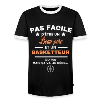pas facile d'être basketteur et Beau-père - T-shirt contrasté Homme - noir/blanc - Devant - AI Model Female 172 light (172cm) & AI Model Male 178 light (178cm)