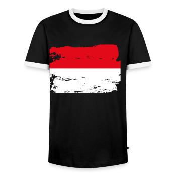 Drapeau officiel de l’Indonésie Fierté du pays indonésien - T-shirt contrasté Homme - noir/blanc - Devant - AI Model Female 172 light (172cm) & AI Model Male 178 light (178cm)