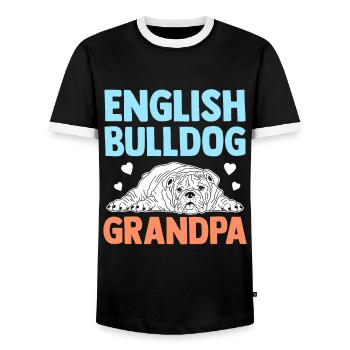 Deutsch Bulldog Grandpa Dog Owner Gift - Men's Ringer Shirt - black/white - Front - AI Model Female 172 light (172cm) & AI Model Male 178 light (178cm)