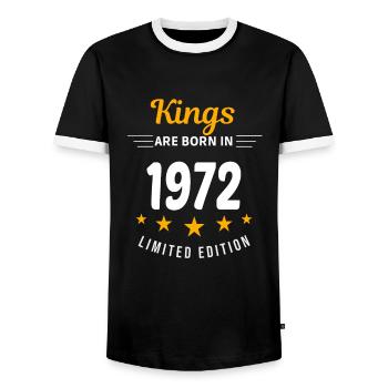 Kings SIND GEBOREN IM JAHR 1972 - Männer Kontrast-T-Shirt - Schwarz/Weiß - Vorne - AI Model Female 172 light (172cm) & AI Model Male 178 light (178cm)