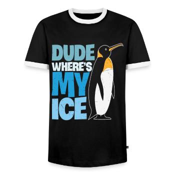 Dude Where's My Ice Kiwi Protection - Men's Ringer Shirt - black/white - Front - AI Model Female 172 light (172cm) & AI Model Male 178 light (178cm)