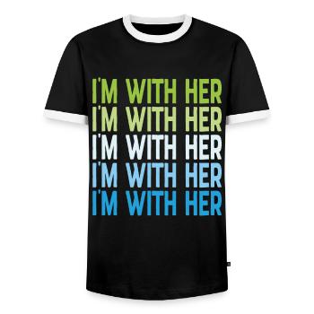 Je suis avec ses citations à l’appui - T-shirt contrasté Homme - noir/blanc - Devant - AI Model Female 172 light (172cm) & AI Model Male 178 light (178cm)