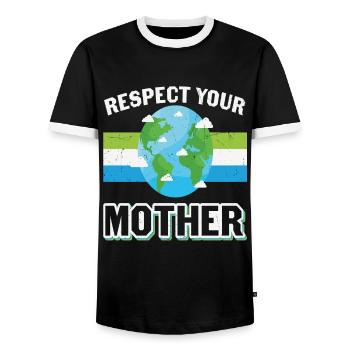 Respektiere den Schutz deiner Mutter Erde - Männer Kontrast-T-Shirt - Schwarz/Weiß - Vorne - AI Model Female 172 light (172cm) & AI Model Male 178 light (178cm)