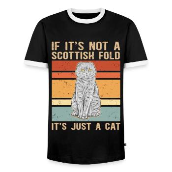 Scottish folding ear cat | Scottish Fold Gift - Men's Ringer Shirt - black/white - Front - AI Model Female 172 light (172cm) & AI Model Male 178 light (178cm)
