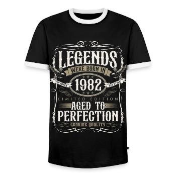 Né en 1982 Legends Cadeau d’anniversaire - T-shirt contrasté Homme - noir/blanc - Devant - AI Model Female 172 light (172cm) & AI Model Male 178 light (178cm)