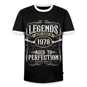 Né en 1978 Legends Cadeau d’anniversaire - T-shirt contrasté Homme - noir/blanc - Devant - AI Model Female 172 light (172cm) & AI Model Male 178 light (178cm)