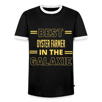 Best Ever IN THE GALAXIE OYSTER FARMER - Männer Kontrast-T-Shirt - Schwarz/Weiß - Vorne - AI Model Female 172 light (172cm) & AI Model Male 178 light (178cm)